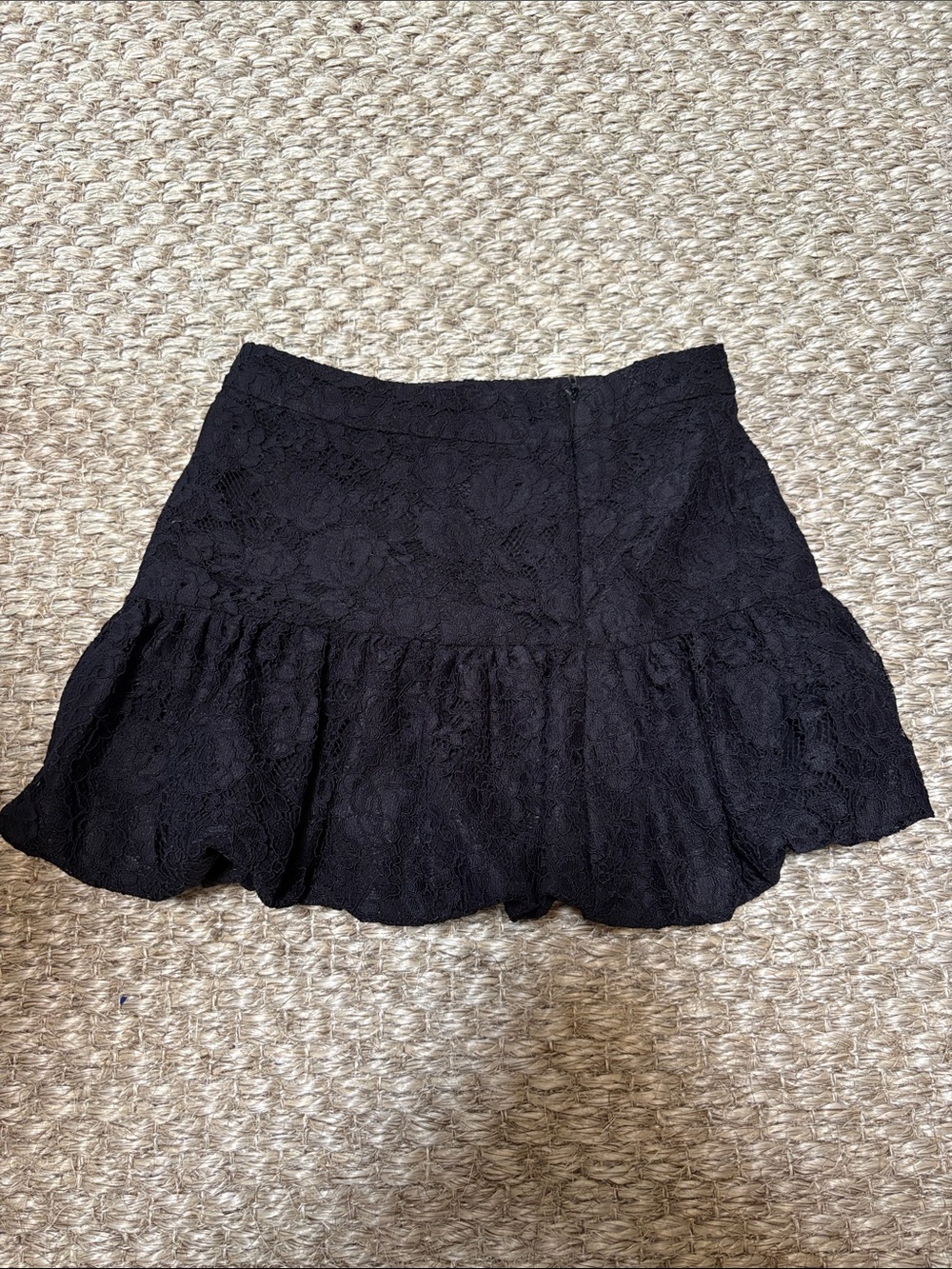 ZARA Black Lace Ruffle Hem Mini Skirt